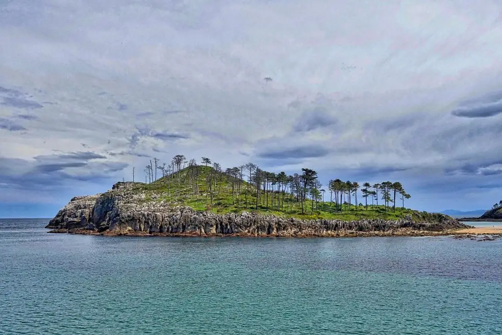 island, headland, trees