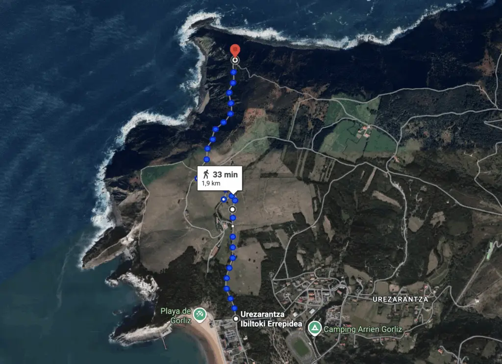 Route to Gorliz Lighthouse