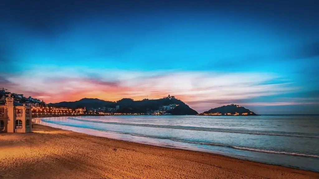 san sebastian, sunset, beach, landscape, nature, seaside, donostia, panorama